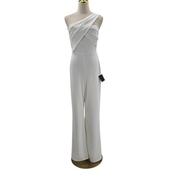 LULU'S SZ S Devoted to Fun Ivory One-Shoulder Sleeveless Jumpsuit NEW B35 - Picture 3 of 10